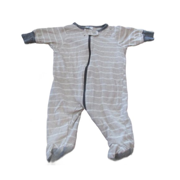 Gerber Zip Front Footed Sleeper‎ Boys Size Newborn Brown Striped Footie Pajamas - Picture 1 of 3